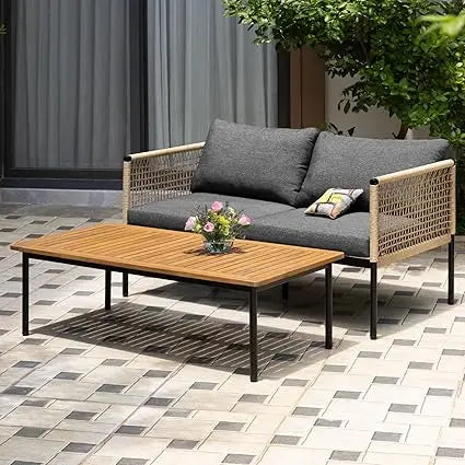 Rocking Chairs Design Heavy Duty 400lbs Capacity Wood Patio Bistro Set 3 Piece Outdoor