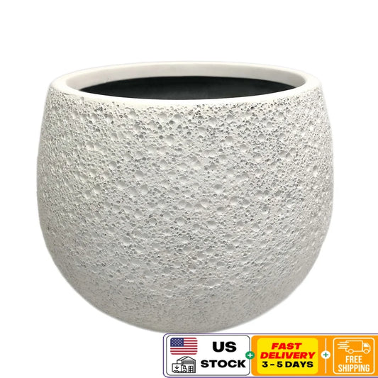 Durable 13 Inch Resin Moon Planter Weatherproof Outdoor Decor with Drainage Holes Unique Round Garden Planter