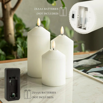 3-Pack Flameless LED Candles with Remote & Timer, Real Wax Flickering Pillar Candles for Home Decor