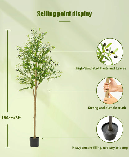 Artificial Olive Tree 120/150/180cm, Artificial Decorative Plants With Fruit For Home Garden Decor