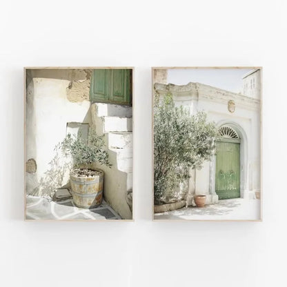 2pcs/set Neutral Olive Tree Shadow Vase Canvas Print Poster Botanical Landscape Art Print Home Decor