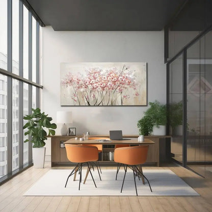 White Floral Oil Painting Canvas Wall Decor Modern Botanical Picture Wall Art