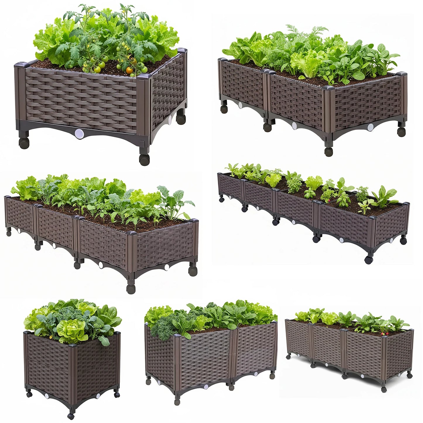 Elevated Garden Box with Drainage Plug Outdoor Raised Garden Bed for Vegetables or Flowers