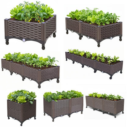 Elevated Garden Box with Drainage Plug Outdoor Raised Garden Bed for Vegetables or Flowers
