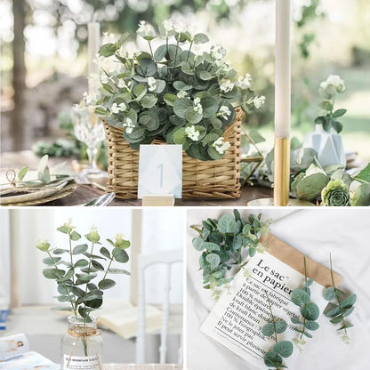 5/10/20Pcs Artificial Eucalyptus Leaf Stems Green Plants For Decoration