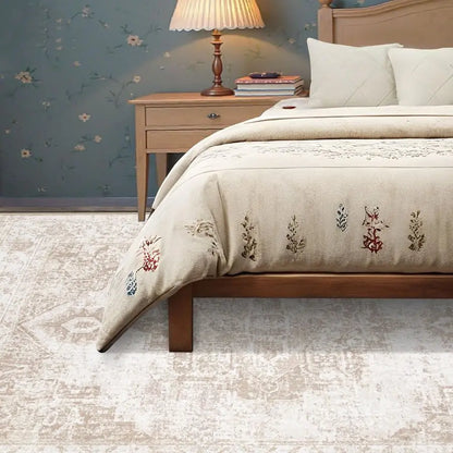 Rug 6x9 Vintage Rug Washable Indoor Medallion Rugs Low Pile Distressed Floor Carpet Retro Accent Rug